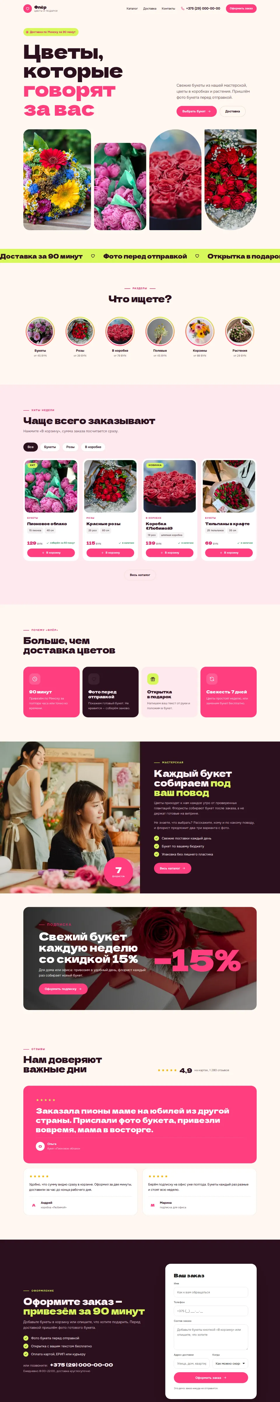 Пример «Флёр»: цветы и подарки с доставкой